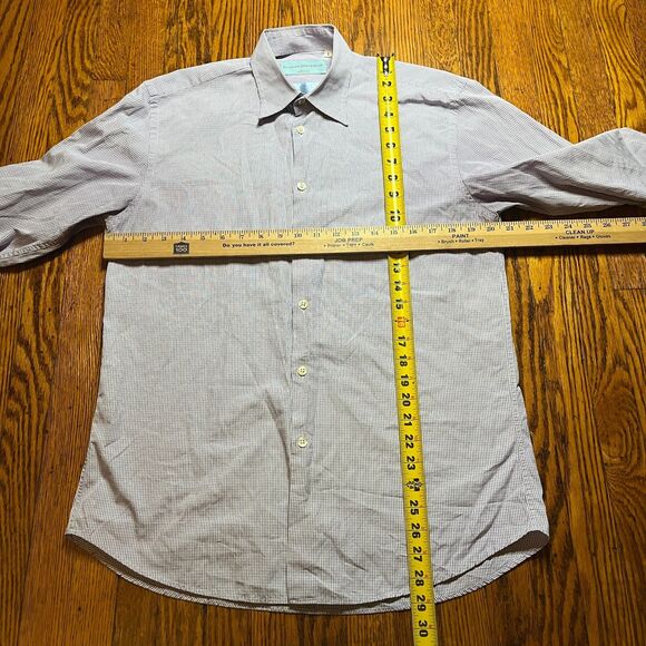 Alessandro Gherardeschi Men's L Purple Grid Check Button Up Shirt Made in Italy - Picture 5 of 8